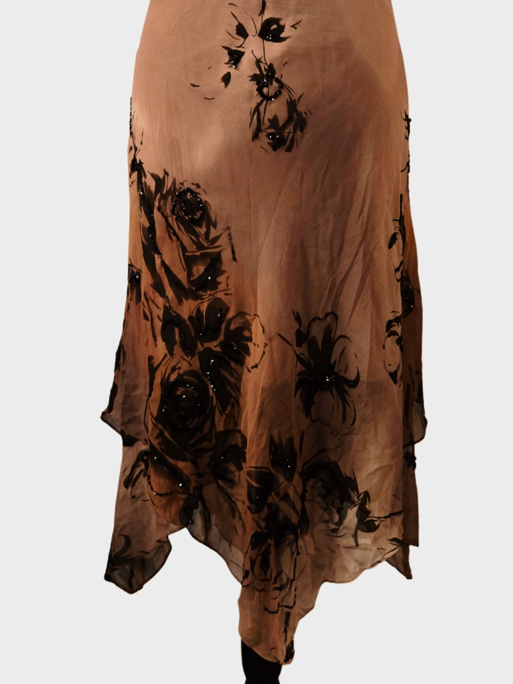 Vintage 90s Silk Floral V-Neck Midi Dress! - Picture 6 of 8